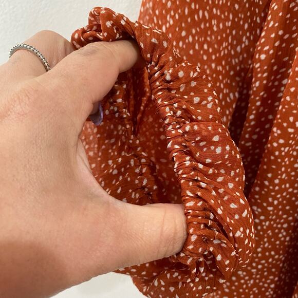 Abercrombie & Fitch Burnt Orange Polka Dot Chiffon Thong Bodysuit Size Small - Picture 6 of 11